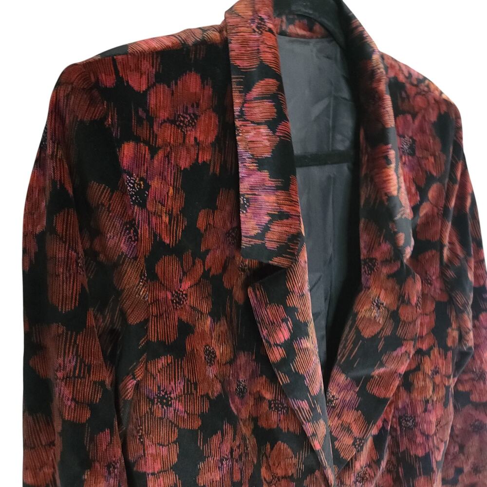 VINTAGE ELLIOT ANDREWS Women's Blazer Floral Textured Burnout Velvet sz 10 - Picture 3 of 7